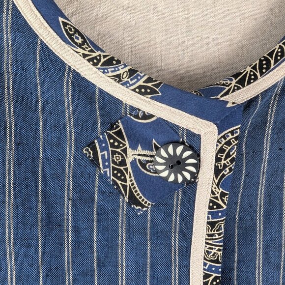 Vintage Striped Asian Style Button Front Jacket Unique Design - Picture 2 of 4
